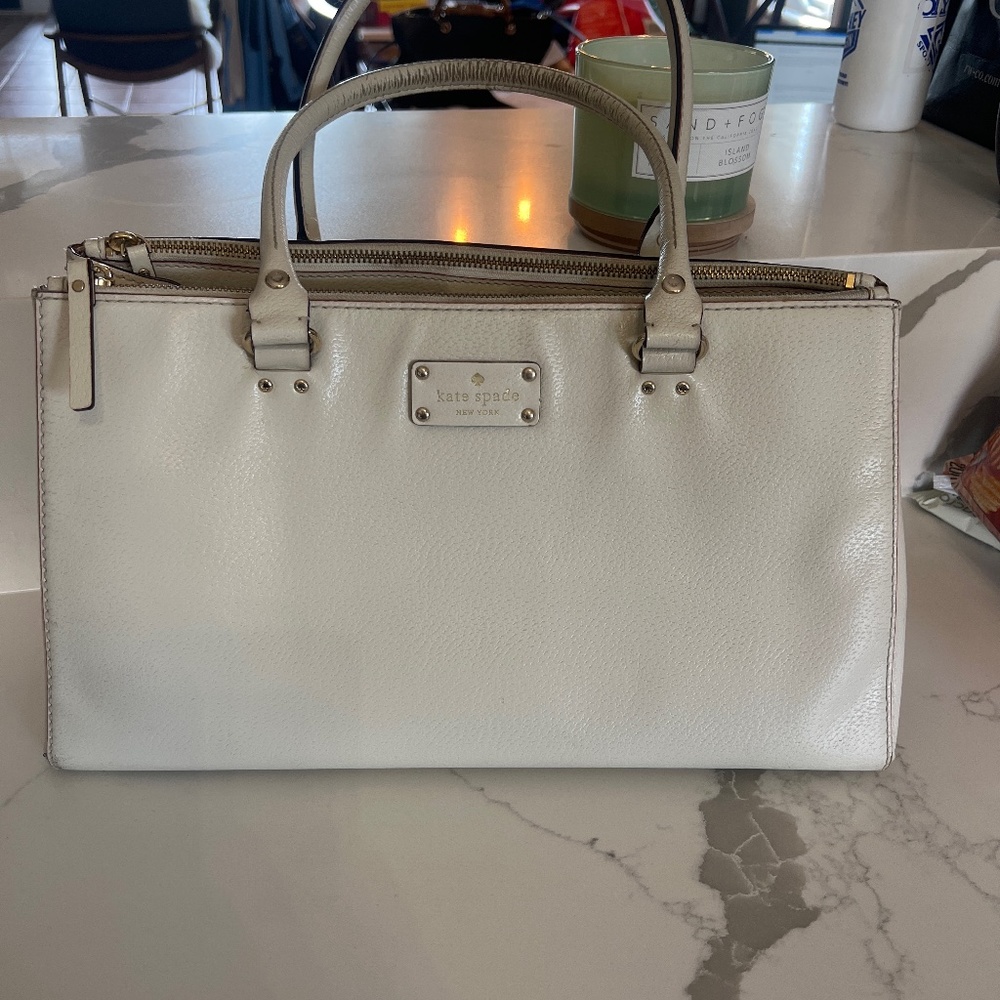 Large Kate Spade Double Zip Ivory Shoulder Bag